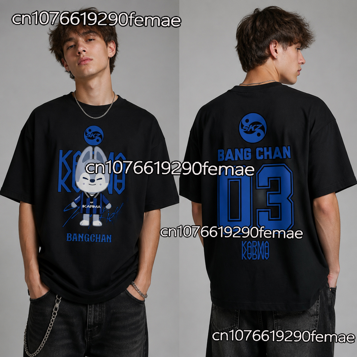 Anime Merchandise Online - STRAYKIDS Cartoon Character T-Shirt, Unisex Summer